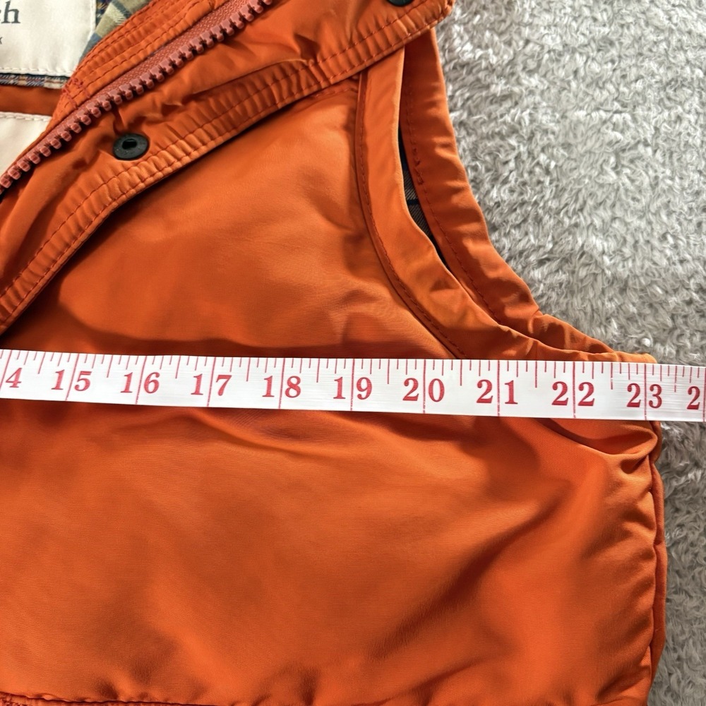 Abercrombie Fitch Mens Puffer Vest Large Orange Utility Snap Zip Outdoor - Picture 11 of 12